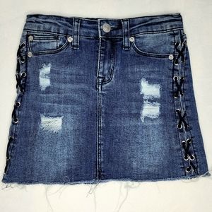 Hudson Girls Distressed Lace Up Denim Skirt Size 7